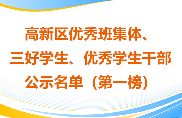 高新區(qū)優(yōu)秀班集體、三好學(xué)生、優(yōu)秀學(xué)生干部 公示名單（第一榜）